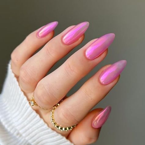 Check out this list Nails Art from protoloker Almond Nails Purple, Simple Almond Nails, Long Oval Nails, Press Nails, Aura Nails, Medium Nails, Nails Purple, Hot Pink Nails, Nude Nail Designs