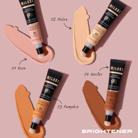 “Always look on the bright side ✨👁 with our Conceal + Perfect Undereye Brighteners! Micro-fine pearls & color-correcting pigments help to cancel out dark circles ASAP. #milani #milanicosmetics #crueltyfree #beauty” Undereye Brightener, Look On The Bright Side, Milani Cosmetics, Color Correcting, On The Bright Side, Color Corrector, Bright Side, Pearl Color, Look On