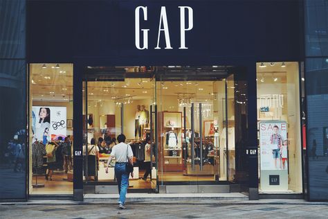 Will Gap Be a Casualty of the Pandemic? - InsideHook What Is Fast Fashion, Gap Clothing, White Shirt And Blue Jeans, Gap Outfits, Gap Brand, Custom Business Signs, Fast Fashion Brands, Sustainable Clothing Brands, American Brand