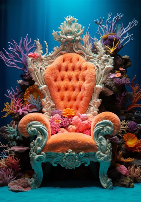 Mermaid Throne, Crazy Pool, Shell Furniture, King Triton, Under The Sea Decorations, Lost City Of Atlantis, Sea Queen, Sea Dream, Underwater Theme