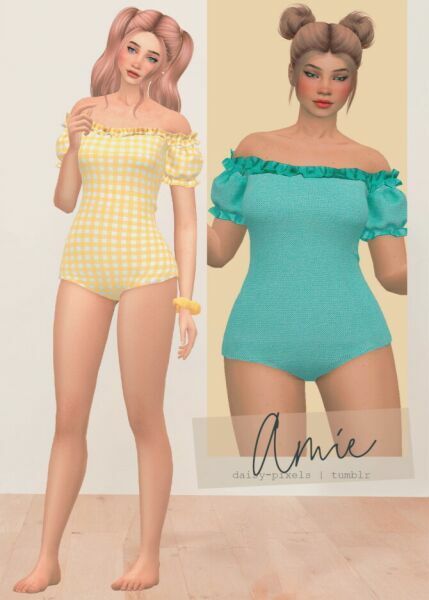 Wow! Check out this Amie Swimsuit At Daisy Pixels Sims 4 CC! Clothing, Female Clothing: Amie Swimsuit – Daisy Pixels. New Mesh | Whole Body. Base Game Compatible. 25 Swatches. Proper LODs. Custom Normal and Shadow Map. HQ Compatible. This swimsuit is part of the Summer Loving Collection. #sims #sims4 #sims4cc #gaming Cottagecore Swimsuit, Sims 4 Cc Download, Body Base, Tube Jumpsuit, Summer Loving, Clothing Female, Female Clothing, Sims 4 Clothing, Cute Swimsuits