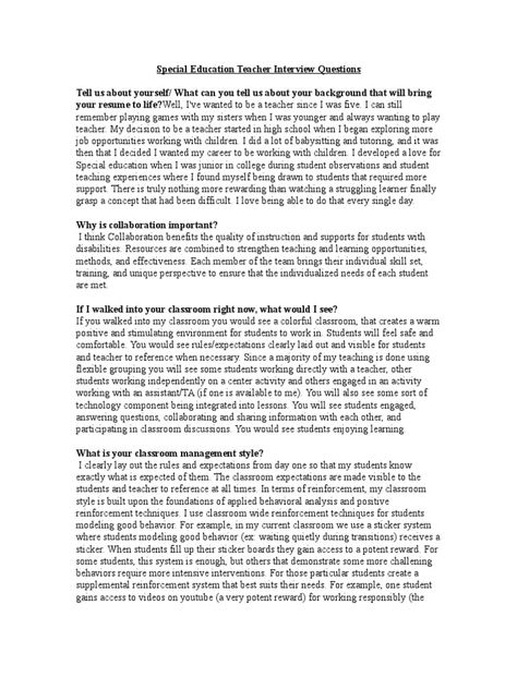 This is a list of questions and answers to interview questions that I received during my interviews for a special education position. Answers To Interview Questions, Teacher Interview Questions And Answers, Teacher Interview Questions, Teacher Interview, Teacher Interviews, List Of Questions, Interview Questions And Answers, Differentiated Instruction, Test Questions