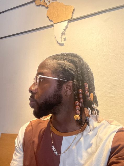 #twist #flsttwist #beads #naturalhairstyles #beard #naturalhair Mens Locs, Locs With Beads, Braids 2023, Straight Backs, Bday Hair, Black Haircut, Cornrow Styles, Hair References, Cornrow Hairstyles For Men