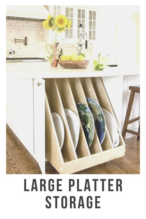 Platter Storage Ideas Kitchen, Storing Serving Platters, Platter Storage, Built In Sideboard, Pan Storage, Organizational Ideas, Butlers Pantry, Self Storage, Storage Units