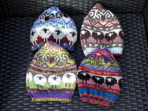 Explore Torirot's photos on Flickr. Torirot has uploaded 1827 photos to Flickr. Knot Knitting, Sheep Hat, Sheep Crafts, Knit Beanies, Knitting Hats, Yarn Hats, Fair Isle Knitting Patterns, Fair Isles, Counting Sheep