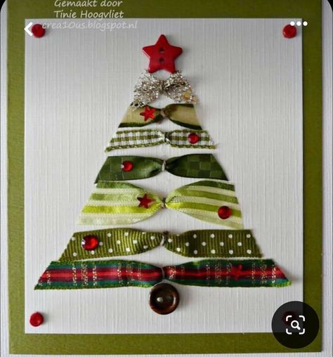 Ribbon Cards, Homemade Christmas Cards, Christmas Tree Cards, Christmas Card Crafts, Tree Cards, Diy Christmas Cards, Christmas Cards To Make, Christmas Cards Handmade, Paper Crafts Cards