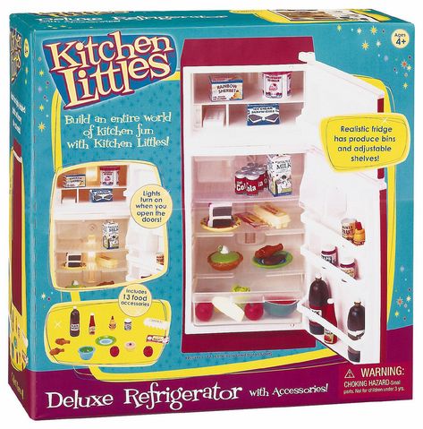 2009 Kitchen Littles Deluxe Refrigerator / Fridge Playset with accessories (including food) | Promo pic NIB NRFB Barbie Interior, Member Berries, Pregnant Barbie, Miniature Items, Abstract Phone Case, Play Kitchens, Mini Furniture, Barbie Ideas, Childhood Dreams