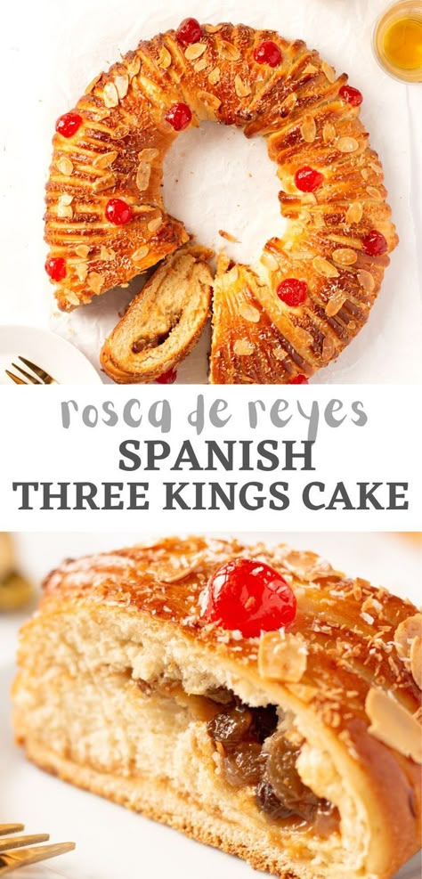 Rosca De Reyes Receta - Spanish Three Kings Cake Recipe 3 Kings Bread Recipe, 3 Kings Cake Recipe, Easy Kings Cake Recipe, Kings Cake Recipe Traditional, 3 Kings Cake, Three Kings Day Food, 3 Kings Day Cake Recipe, Epiphany King Cake Recipe, Kings Cake Recipe