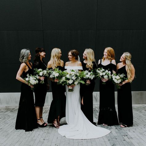 Monochrome Weddings, Fall Barn Wedding, Black And White Wedding Theme, Gorgeous Bridesmaid Dresses, Black And White Wedding Invitations, Black Bridesmaids, Wedding Themes Fall, Wedding Color Inspiration, Brooklyn Wedding