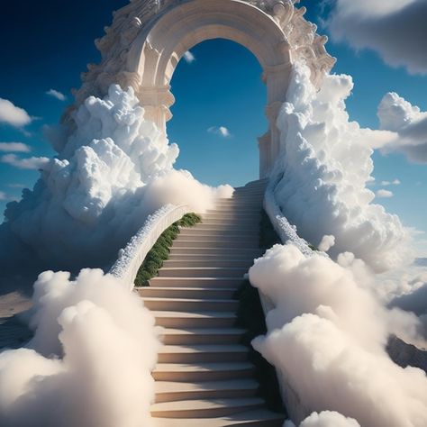 Heaven Gates, Stairway Pictures, Stairway Photos, Path To Heaven, Angel Bebe, Stairs To Heaven, Heaven's Gate, Jesus Christ Artwork, Church Poster Design