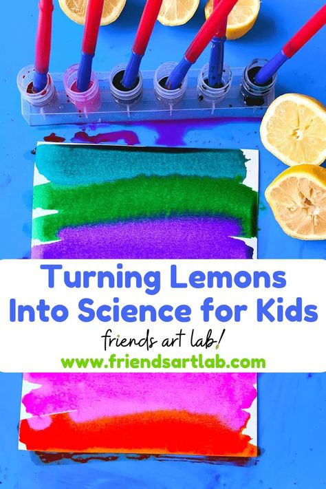 Painting With Lemons, Painting With Fruit, Juice Activities Preschool, Lemon Science Experiments Kids, Lemon Activities For Kids, Lemon Activities, L Is For Lemon, Juice Crafts, Outdoor Preschool