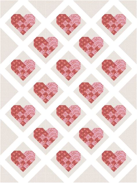 Woven Hearts: Free Pattern for a Classic Swedish Heart Quilt Heart Shaped Quilt Pattern, Heart Quilts Free Pattern, Woven Hearts Pattern, Heart Quilt Blocks Free Pattern, Fruit Quilt, Alabama Quilt, Heart Quilt Block, Pineapple Quilt Block, Quilt Design Wall