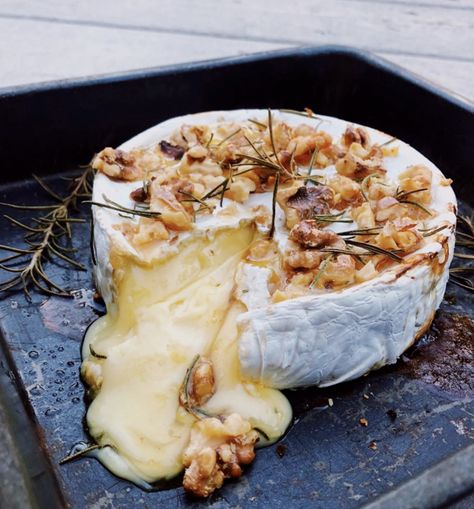 Baked Brie with Truffle Honey, Rosemary and Walnuts — THAT CHEESE PLATE Honey Baked Brie, Baked Brie Honey, Baked Brie Cheese, Truffle Honey, Truffle Cheese, Queso Brie, Honey Baked, Brie Recipes, Spiced Pecans