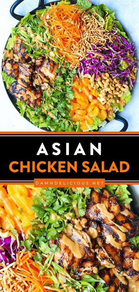 ASIAN CHICKEN SALAD, summer salad, simple dinner recipes Summer Meals Dinner, Salad Skewers, Asian Chicken Salad, Asian Chicken Salads, Meals Dinner, Easy Summer Dinners, Peanut Dressing, Salad Pasta, Summer Meals