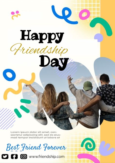 Friendship day A4 poster Friendship Day Poster, Happy Friendship Day, Friendship Day, A4 Poster, Online Ads, App Ui, Friends Forever, Poster Design, Best Friends