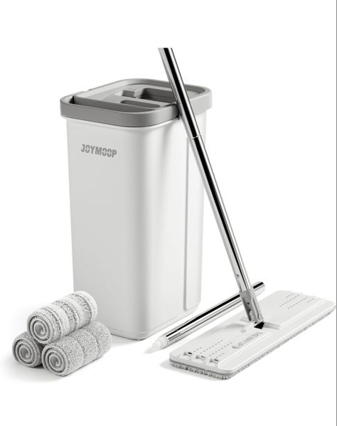 JOYMOOP Mop and Bucket with Wringer Set, White Flat Squeeze Mop Bucket Set for Floor Cleaning, Wall Cleaner with Long Handle, Hardwood Floor Mop, Flat Head Mops -3 Microfiber Cloths. #mopping #joymoop #cleaningtips #cleaningtools #cleaninghacks #cleaningmop #floormop #amazonfind #amazonaffiliatelink Wall Cleaner, Mop And Bucket, Mop System, Cleaning Mop, Mop Bucket, Floor Mop, Mops And Brooms, Cleaning System, Cleaning Mops