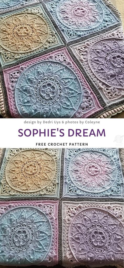 Sophie's Dream Crochet Blanket - Free Pattern and Ideas - Pattern Center Modern Haken, Crocheted Stuff, Mandala Crochet, Dream Blanket, Crochet Idea, Crochet Bedspread Pattern, Confection Au Crochet, Crochet Blanket Designs, Crochet Blanket Afghan