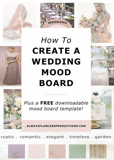 Wedding Mood Board: How To Create An Inspiration Board #studentplannerideas. Wedding Budget Template, Wedding Design Board, Wedding Budget Planner, Traditional Wedding Rings, Wedding Color Pallet, Rustic Elegant Wedding, Mood Board Template, Board Template, Weddings By Color