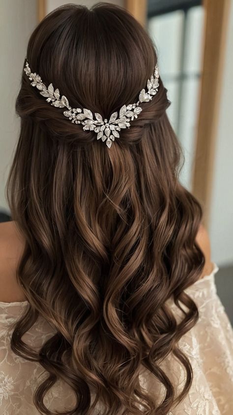 Discover elegant wedding hairstyles for half up half down long hair updos veils simple down styles short hair classy updos and classy low buns From half up half down styles for long hair to classy low buns for a sophisticated look find the perfect hairstyle for your special day Summer Bridesmaids Hairstyles, Wedding Hairstyles Brown Hair Half Up, Wedding Hairstyles For Strapless Dress The Bride, Wedding Hairstyles Half Up Half Down Asian Hair, Wedding Hairstyles Latina, Wedding Half Up Half Down Hairstyles, Bridal Half Up Do, Half Up Half Down Wedding Hair With Pearls, Half Up Do Wedding Hair