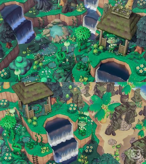 Acnh Jungle Island Ideas, Acnh Jungle Museum, Acnh Giant Vine, Jungle Island Animal Crossing, Acnh Jungle Island, Acnh Jungle Design Codes, Jungle Codes Acnh, Acnh Jungle Entrance, Swamp Acnh