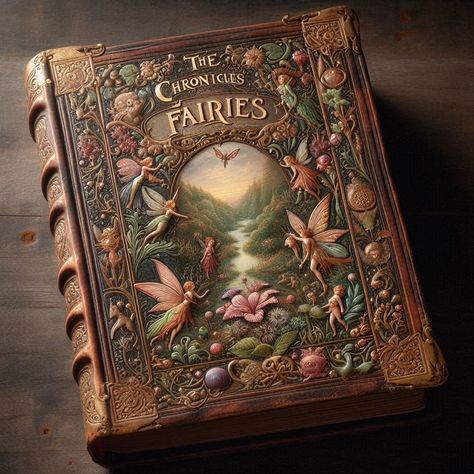 Fantasy Book Concept Art, Fairytale Book Aesthetic, Fairytale Journal, Fairytale Book Cover, Magic Book Cover, Decoupage Books, Spell Book Cover, Folklore Book, Fairytale Book