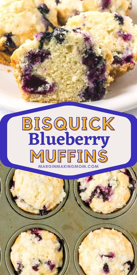 Did you know you can make super easy blueberry muffins using Bisquick baking mix? It's a cinch to do, saves a ton of time, and produces fluffy and tender muffins chock full of berries. Add the easy streusel topping for a bit of crunch! Easy Streusel Topping, Bisquick Blueberry Muffins, Bisquick Muffins, Muffin Top Recipes, Muffins With Streusel Topping, Homemade Bisquick, Easy Blueberry Muffins, Best Blueberry Muffins, Bisquick Recipes