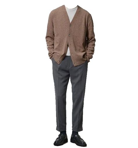 Mens Cardigan Outfit Formal, Man Cardigan Outfit, Cardigan Office Outfit, Mens Cardigan Outfit, Clothing Folds, Uniqlo Outfit, Outfit Homme, Sweater Fits, Mens Fashion Fall