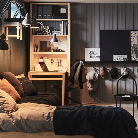 Teenage boys bedroom ideas – spaces that young adults will approve of Små Rum Lidt Plads, Interior Ikea, Ikea Interior, Teenager Bedroom Boy, Teenage Boy Room, Flexible Furniture, Ikea Bedroom, Teenage Room, Teen Boy Bedroom