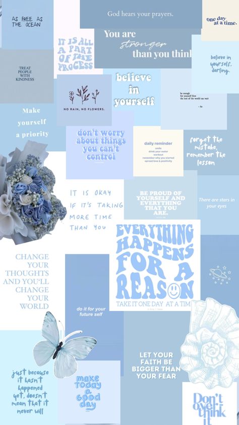 Light Blue Collage Wallpaper, Blue Collage Wallpaper Aesthetic, Blue Collage Wallpaper, Collage Wallpaper Aesthetic, Light Blue Wallpaper, Christian Iphone Wallpaper, Blue Collage, Baby Blue Wallpaper, Girly Room Decor