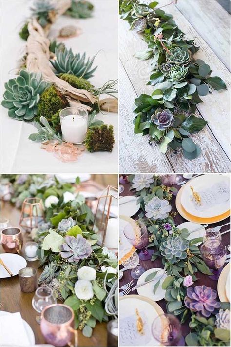 Greenery Wedding Ideas, White And Greenery Wedding, Succulent Wedding Decor, Wedding Reception Planning, Wedding Greenery, Forever Wedding, Wedding Floral Centerpieces, Succulents Decor, Table Runners Wedding