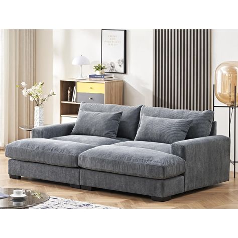 Pullout Couch Living Room, Chaise Sofa Layout, Chaise Sofa Living Room, Stylish Couch, Travel Room Decor, Container Furniture, Oversized Chaise, Deep Loveseat, Double Chaise Sofa