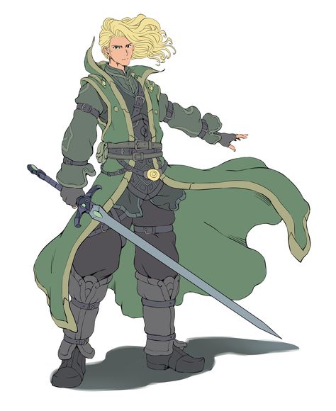 One Handed Swordsman, Man Holding Swords Pose Reference Drawing, Anime Swordsman Pose, Spell Swordsman, Urban Swordsman, Two Handed Swordsman, Dual Wielding Swords Pose, Man Holding Swords Reference Drawing, Old Swordsman