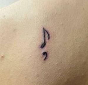 Music note/semi colon by Ricky Spanish at Moving Shadows Ink in Milwaukee, WI Colon Tattoo, Semi Colon, Music Note Tattoo, Semicolon Tattoo, Music Tattoo Designs, Note Tattoo, Rosen Tattoo, Poke Tattoo, Music Tattoo