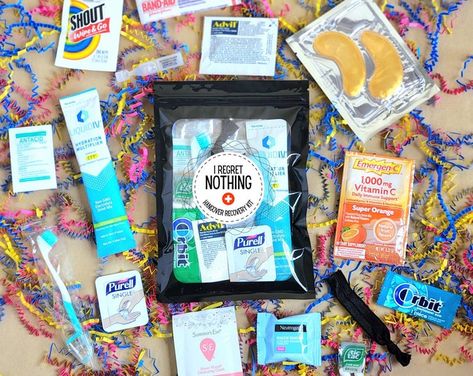 Hangover Kit 21st Birthday, Hangover Kit Diy, Party Hangover Kit, Hangover Bags, Bachelorette Survival Kit, Hangover Bag, Party Survival Kit, Birthday Survival Kit, Bachelorette Hangover Kit