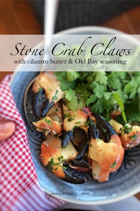 Stone Crab Mustard Sauce Recipe, Crab Claw Recipes, Cilantro Butter, Stone Crab Claws, Cooking Crab, Valentines Food Dinner, Stone Crab, Crab Claws, Cilantro Sauce