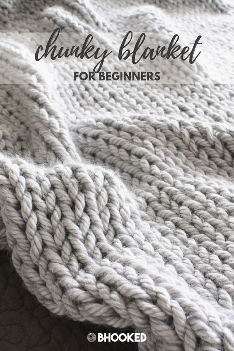 Quick and easy chunky knit blanket. Click through for the free pattern and beginner friendly tutorial! #BHooked #Knitting #FreeKnittingPattern Knit Blanket For Beginners, Chunky Knit Blanket Pattern, Easy Blanket Knitting Patterns, Diy Knit Blanket, Giant Knit Blanket, Head Warmer, Knitting Patterns Free Blanket, Chunky Crochet Blanket, Beginner Knitting Patterns