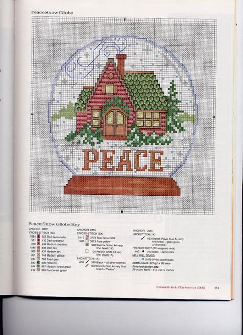 Gallery.ru / Фото #5 - BHG 2002 - Christmas - natalytretyak Snowglobe Ornament, Christmas Snowglobe, Stitch Printable, Cross Stitch Winter, Cross Stitch Ornaments, Christmas Cross Stitch Patterns, Stitch Ornaments, Dmc Cross Stitch, Cross Stitch Plastic Canvas