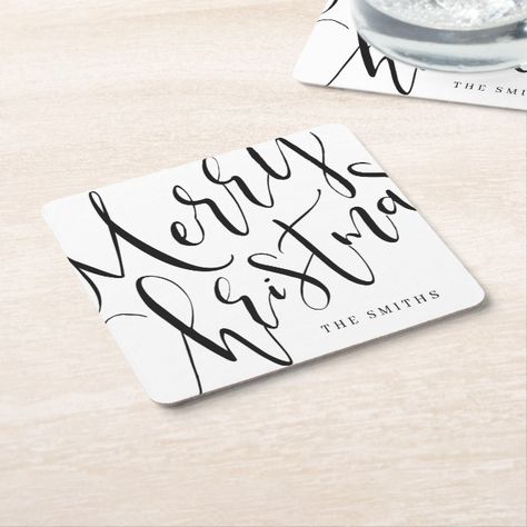 Black And White Simple Calligraphy Merry Christmas Square Paper Coaster #Ad , #AD, #Merry#Calligraphy#Square#Christmas Christmas Calligraphy Quotes, Christmas Calligraphy Cards, Merry Christmas Handlettering, Merry Christmas Card Ideas, Calligraphy Gift Ideas, Christmas Card Black And White, Calligraphy Holiday Cards, Calligraphy Merry Christmas, Christmas Cards Handmade Diy