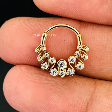 Zig Zag Diamond Septum Nose Ring, Diamond Clicker Daith Piercing, Diamond Daith Earring, Septum Clicker, Natural Diamond Daith Piercing Nose Ring Diamond, Daith Earring, Nose Rings Studs, Septum Nose Rings, Septum Nose, Daith Earrings, Vvs Diamond, Septum Clicker, Septum Jewelry