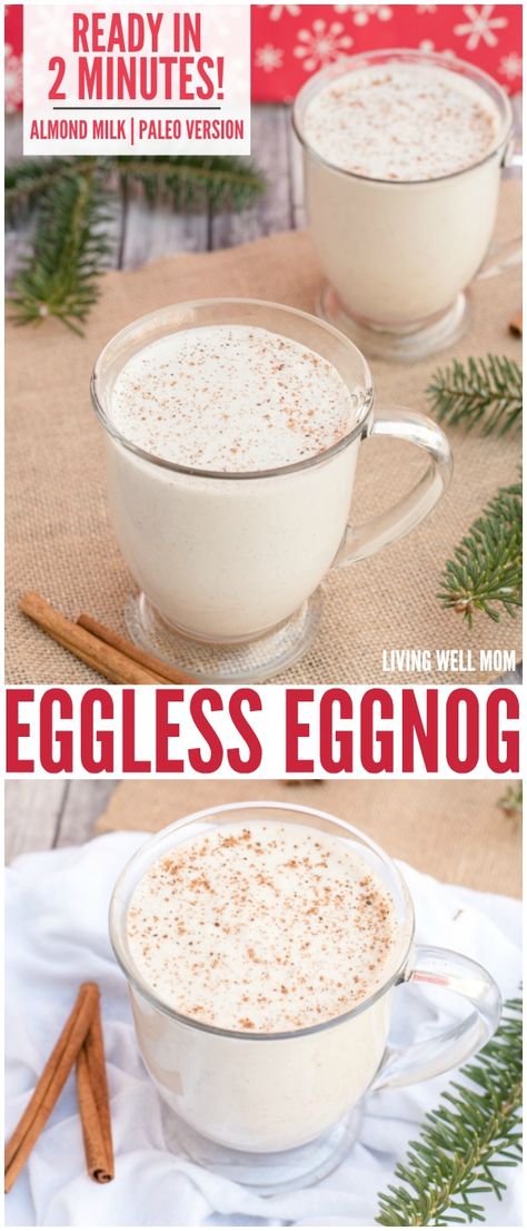 Eggless Eggnog Recipe, Eggless Eggnog, Almond Milk Egg Nog, Dairy Free Egg Nog, Eggnog Recipe Homemade, Vegan Eggnog, Homemade Eggnog, Vegan Egg, Christmas Recipes Appetizers