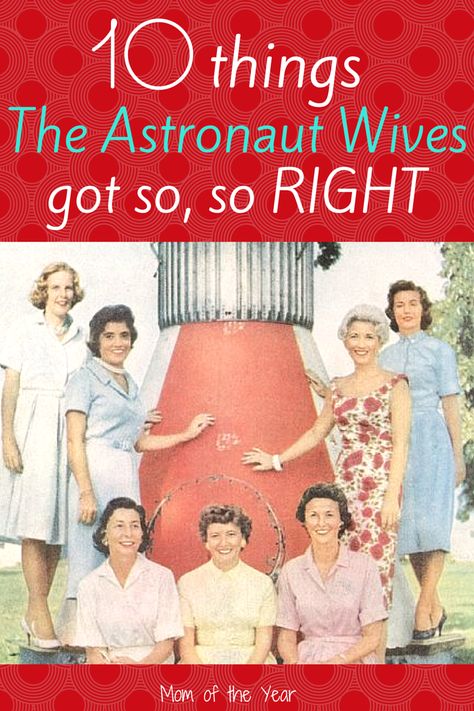 I learned so much from reading and watching The Astronaut Wives Club! These ladies of the original Mercury 7 had a gift--a gift for recognizing what mattered on this earth and embracing it. So proud to learn from their example! Astronaut Wives Club, The Astronaut Wives Club, The Astronaut's Wife, True Story Books, People Humor, Apollo Space Program, Astronaut Party, 1960's Fashion, The Astronaut