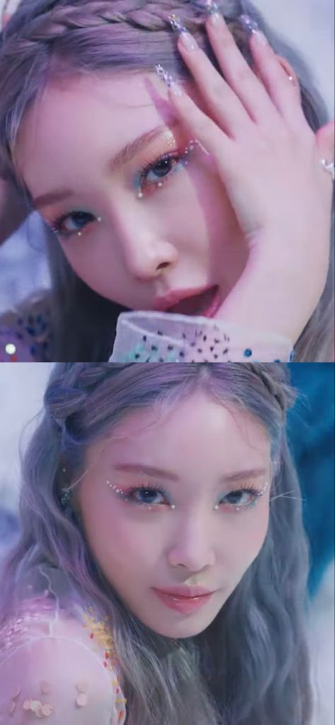 Chungha Makeup Look, Kpop Sparkle Makeup, Chungha Eye Makeup, Concert Eye Makeup Sparkle, K Pop Makeup Looks, Chungha Makeup, Kpop Makeup Female, Itzy Makeup, Chungha Sparkling