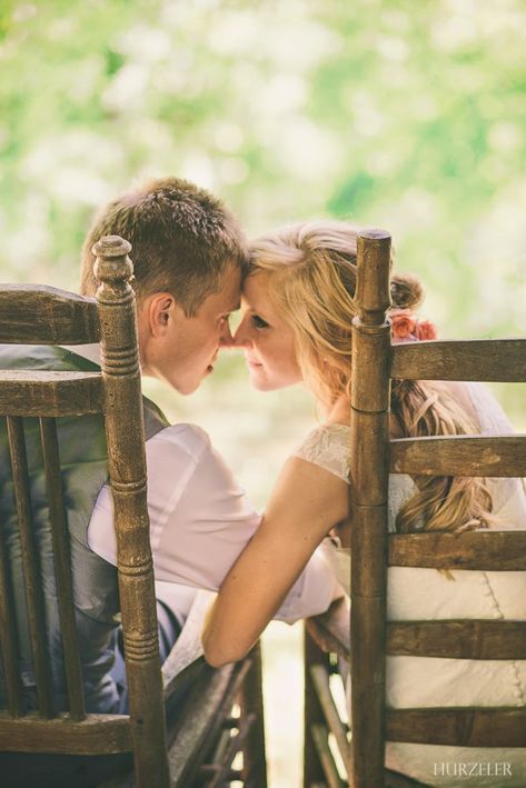 Love this shot of this bride & groom in the rocking chairs. Grow old with me, the best is yet to be. | Hurzeler Photography Rocking Chair Photoshoot, Formal Pictures, Photography Assistant, Aperture Photography, Anniversary Couple, Grow Old With Me, Chair Pose, Grow Old, Engagement Pics