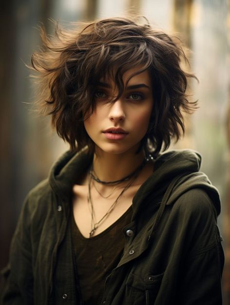 Cute Outfits For Short Hair, Female Character Inspiration Short Hair, Wild Short Hair, Short Fantasy Hair, Outfits With Short Hair, Bob Wolf Cut, Modern Hairstyles For Women, Girls Short Hair, Chicken Peppers