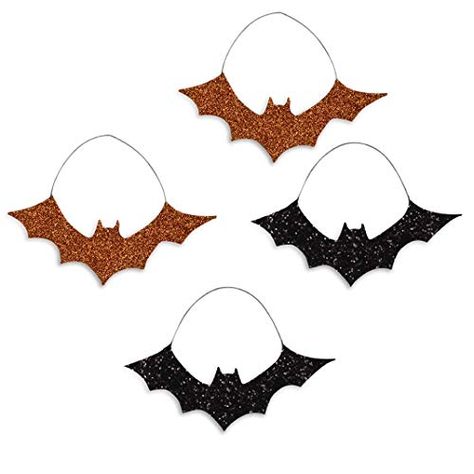 Bethany Lowe Halloween Orange Black Glitter Bat Tin Ornaments Set Bat Ornaments, Bethany Lowe Halloween, Spooky Wreath, Folk Art Decor, Tin Ornaments, Unique Table Settings, Bethany Lowe Designs, Halloween Folk Art, Halloween Figures