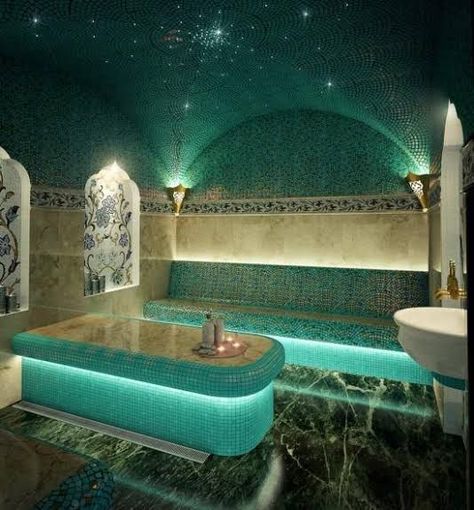 Deco Spa, Moroccan Bath, Home Spa Room, Moroccan Bathroom, Indoor Spa, Spa Interior Design, Spa Rooms, Sauna Design, Spa Interior