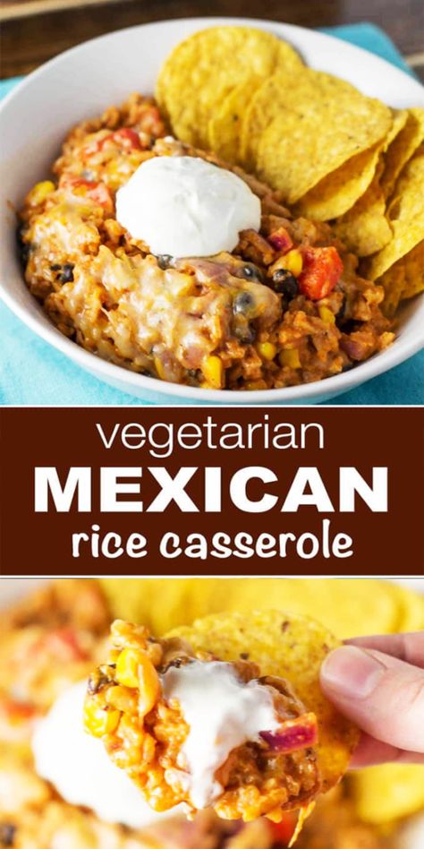 Healthy Vegetarian Mexican Rice Casserole - Countsofthenetherworld.com Vegetarian Mexican Casserole, Recipe With Black Beans, Vegetarische Diners, Mexican Rice Casserole, Mexican Casserole Recipe, Vegetarian Mexican, Mexican Casserole, Diner Recept, Mexican Rice