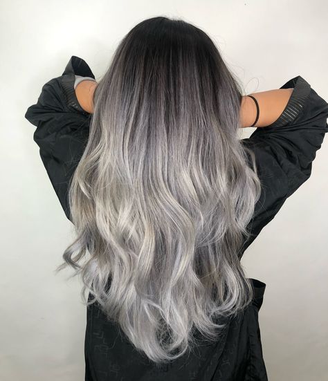 Ash Gray Balayage, Ash Gray Hair Color, Ash Blonde Hair Balayage, Balayage Hair Grey, Ash Grey Hair, Balayage Hair Ash, Grey Ombre Hair, Gray Balayage, Grey Hair Transformation