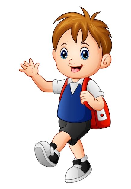 Back To School Pictures, Kids Going To School, Student Cartoon, School Wall Art, School Cartoon, Boy Cartoon, School Painting, Kids Background, School Clipart