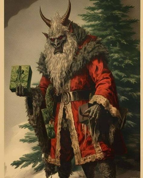 Krampus Art, Scary Santa, Evil Santa, Christmas Horror, Christmas Card Illustration, Black Santa, Wallpaper Images, Victorian Christmas, Monster Art